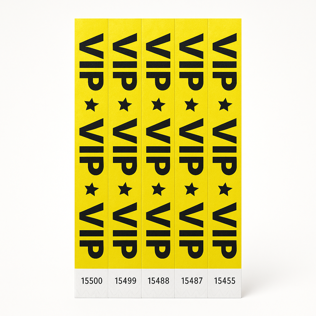 VIP Star Yellow Waterproof Wristbands - 500 Pack