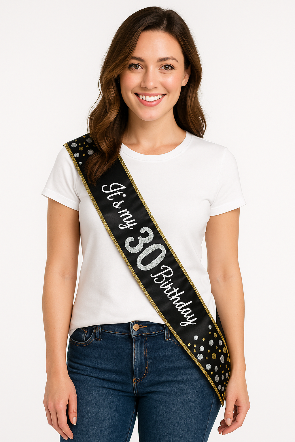 Black & Silver "It's My 30th Birthday" Sparkling Celebration Sash