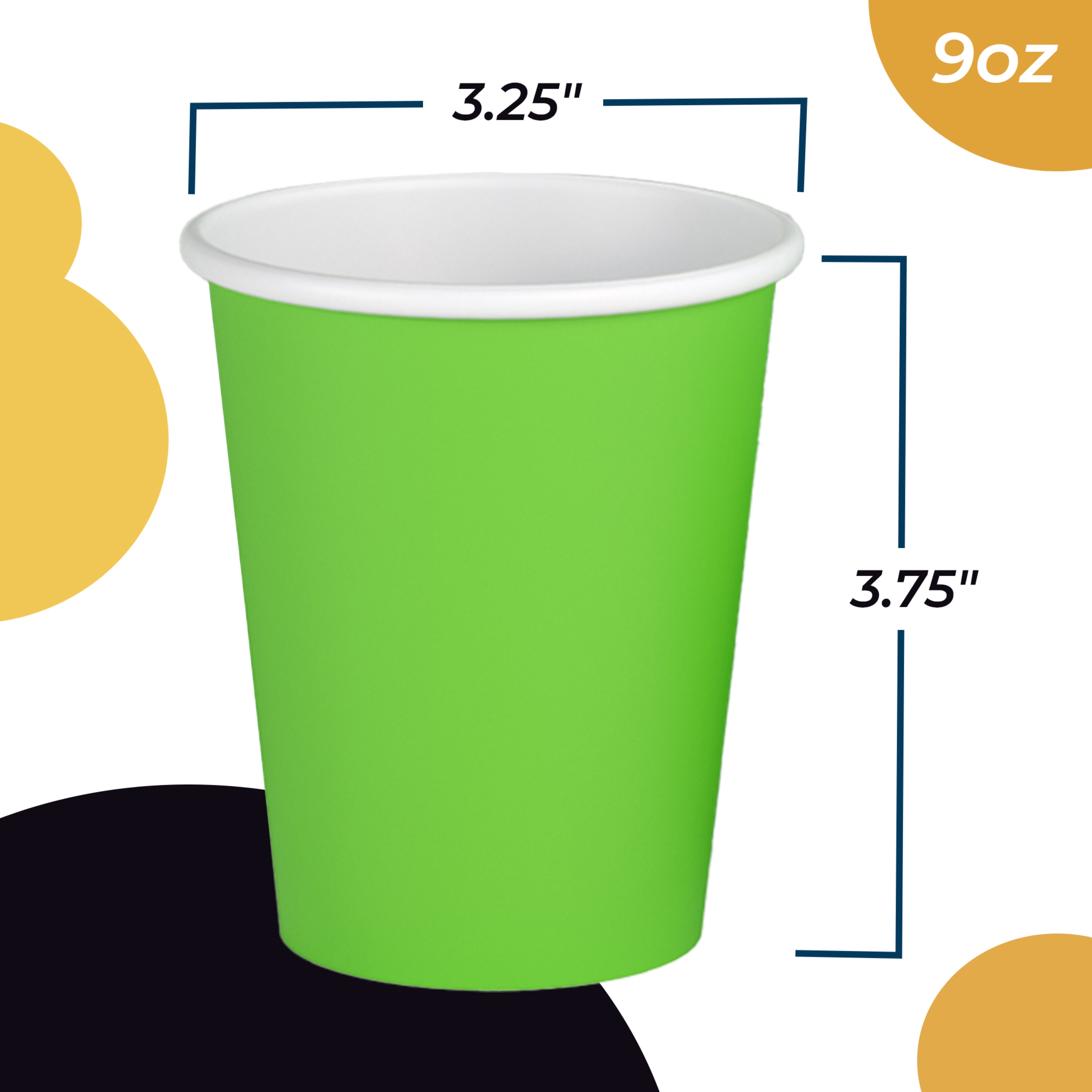 9 Oz. Lime Green Paper Cups | 50 Count