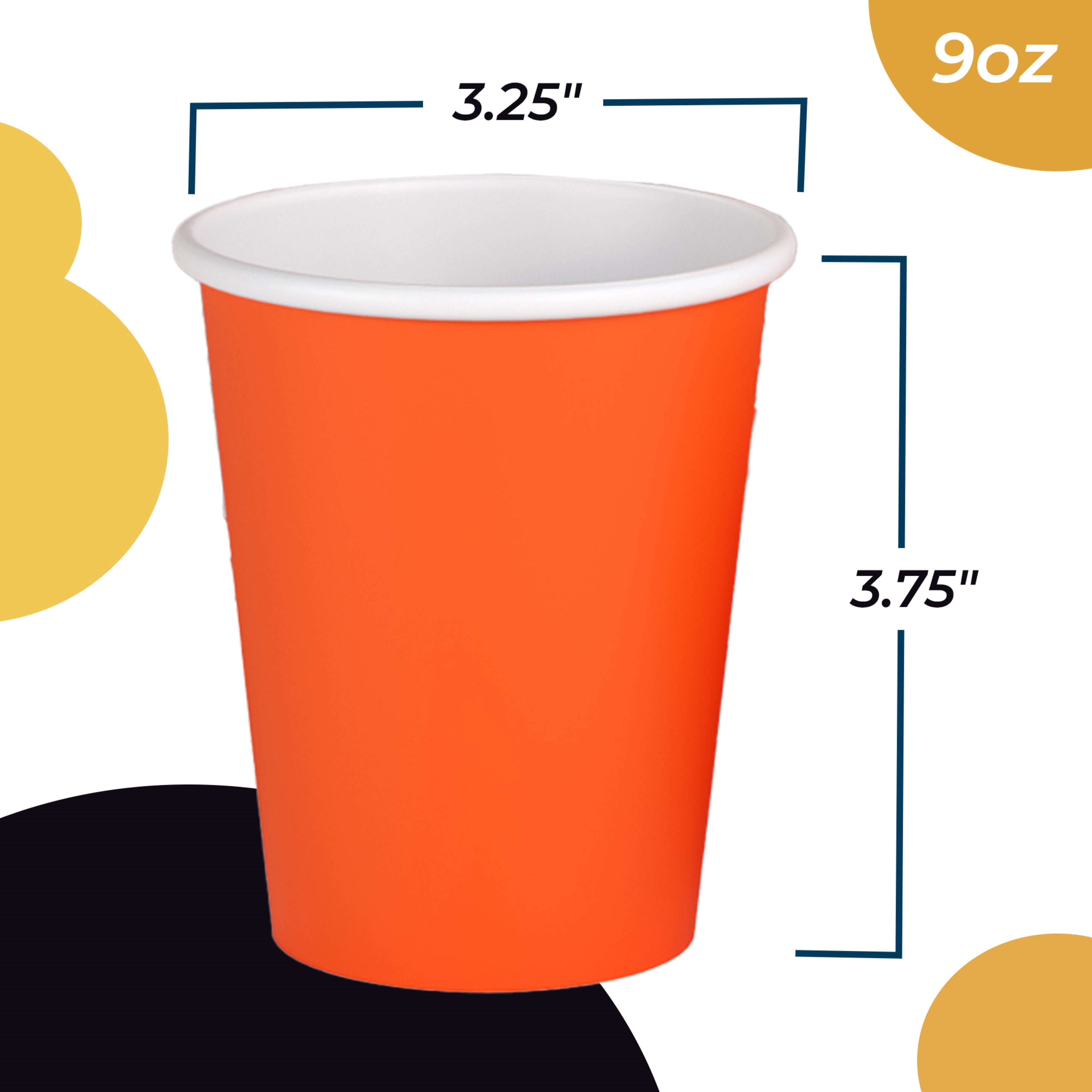 9 oz. Orange Paper Cups - 50 Ct.