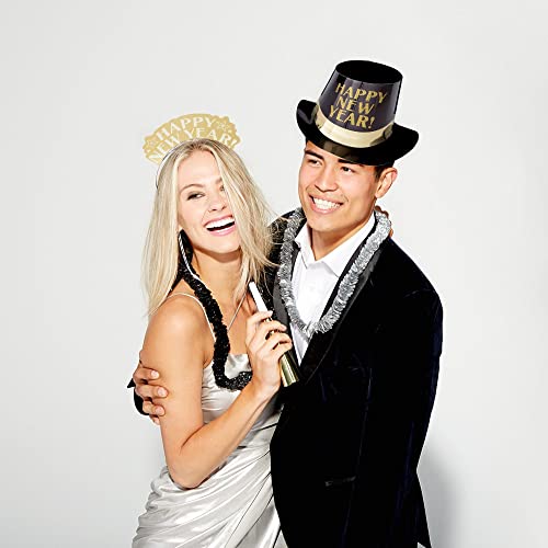 Amscan Get The Party Started New Year's 2025 Party Kit for 25, Includes Top Hats and Tiaras