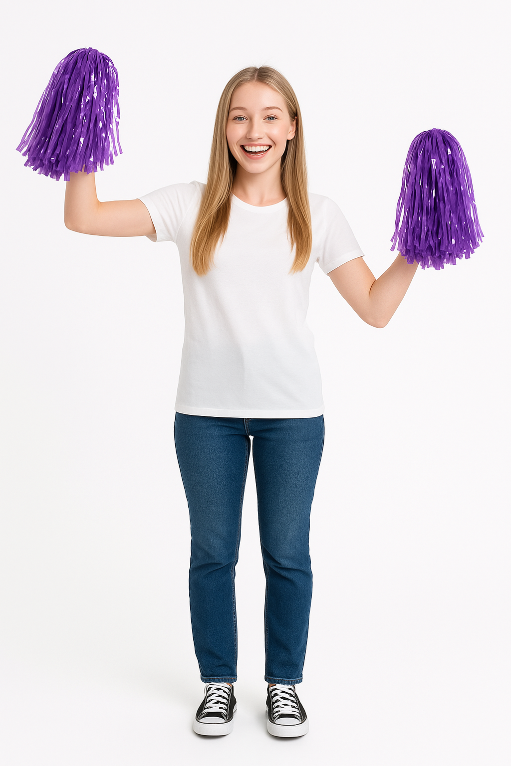 Purple Team Spirit Pom-Poms - 2 Pack