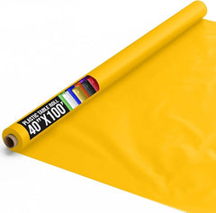 PMA - Premium Quality Plastic Table Cover Roll, 40 in X 100 ft - Yellow