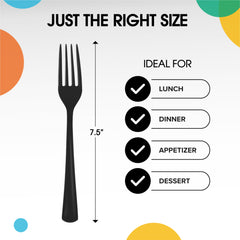 PMA - Heavy Duty Black Plastic Forks - 50 Ct.