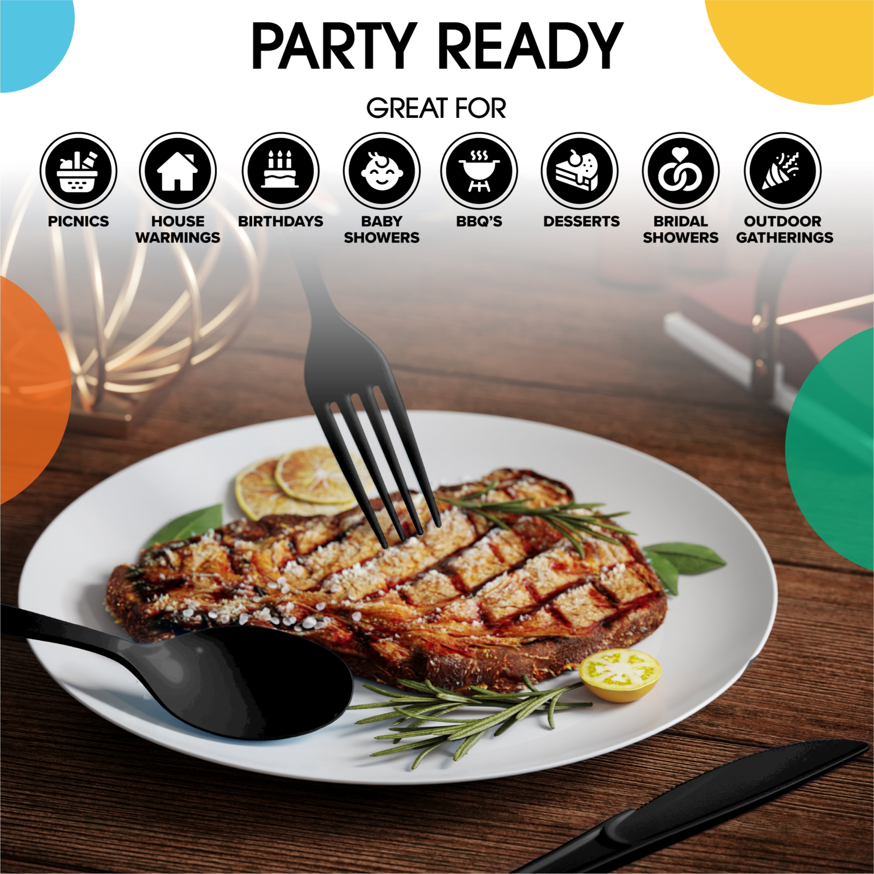 PMA - Heavy Duty Black Plastic Forks - 50 Ct.