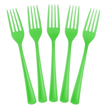 PMA - Heavy Duty Lime Green Plastic Forks - 50 Ct.