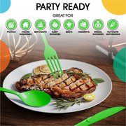PMA - Heavy Duty Lime Green Plastic Forks - 50 Ct.