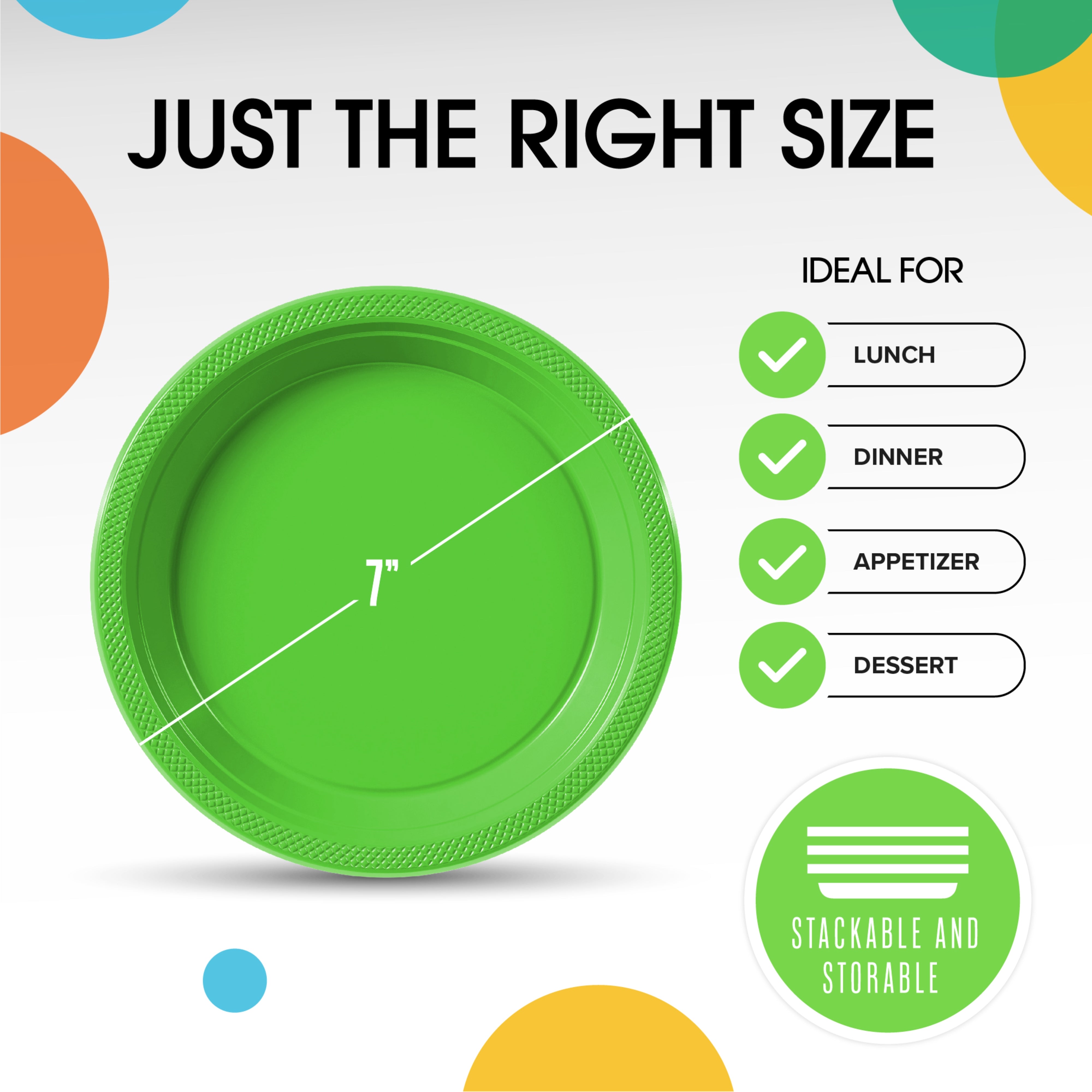 PMA - 7 In. Lime Green Plastic Plates - 50 Ct.