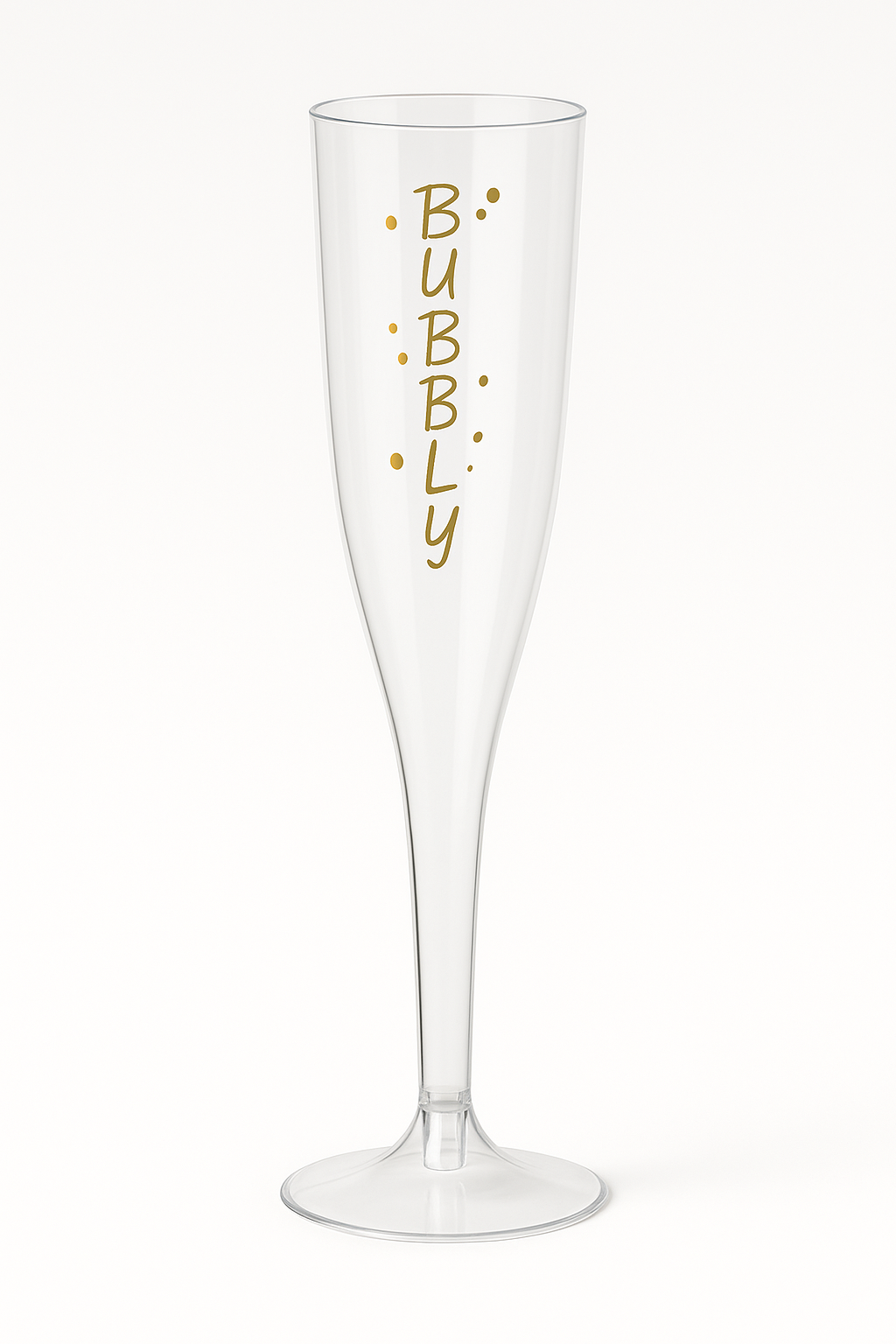 Metallic Gold "Bubbly" Plastic Champagne Flutes - 5.5 oz, Pack of 8