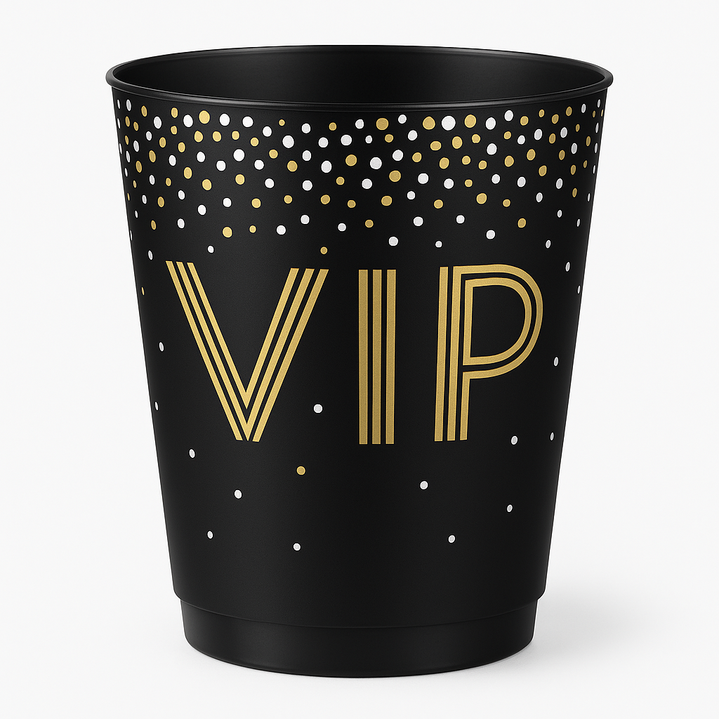 Awards Night VIP Plastic Tumblers, 10oz, Black/Gold, 20-Pack