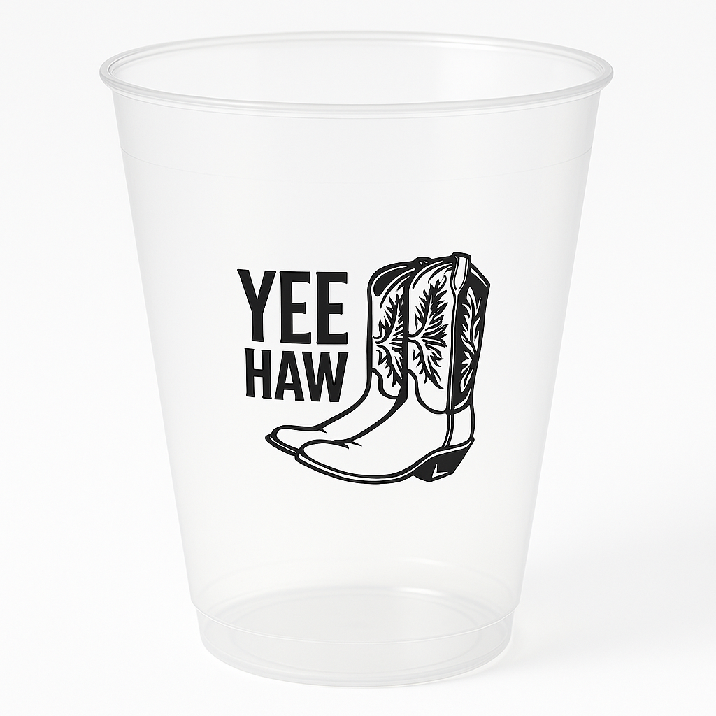 Western "Yee Haw" Plastic Tumbler Cups, 18 oz, 25-Pack