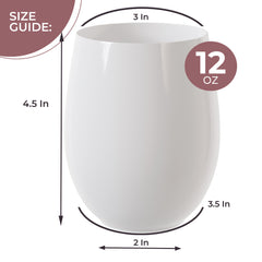 12 Oz. Stemless Wine Tumbler 24 Count | White