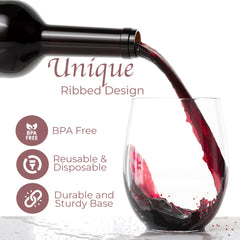 12 Oz. Stemless Wine Tumbler 24 Count | Clear