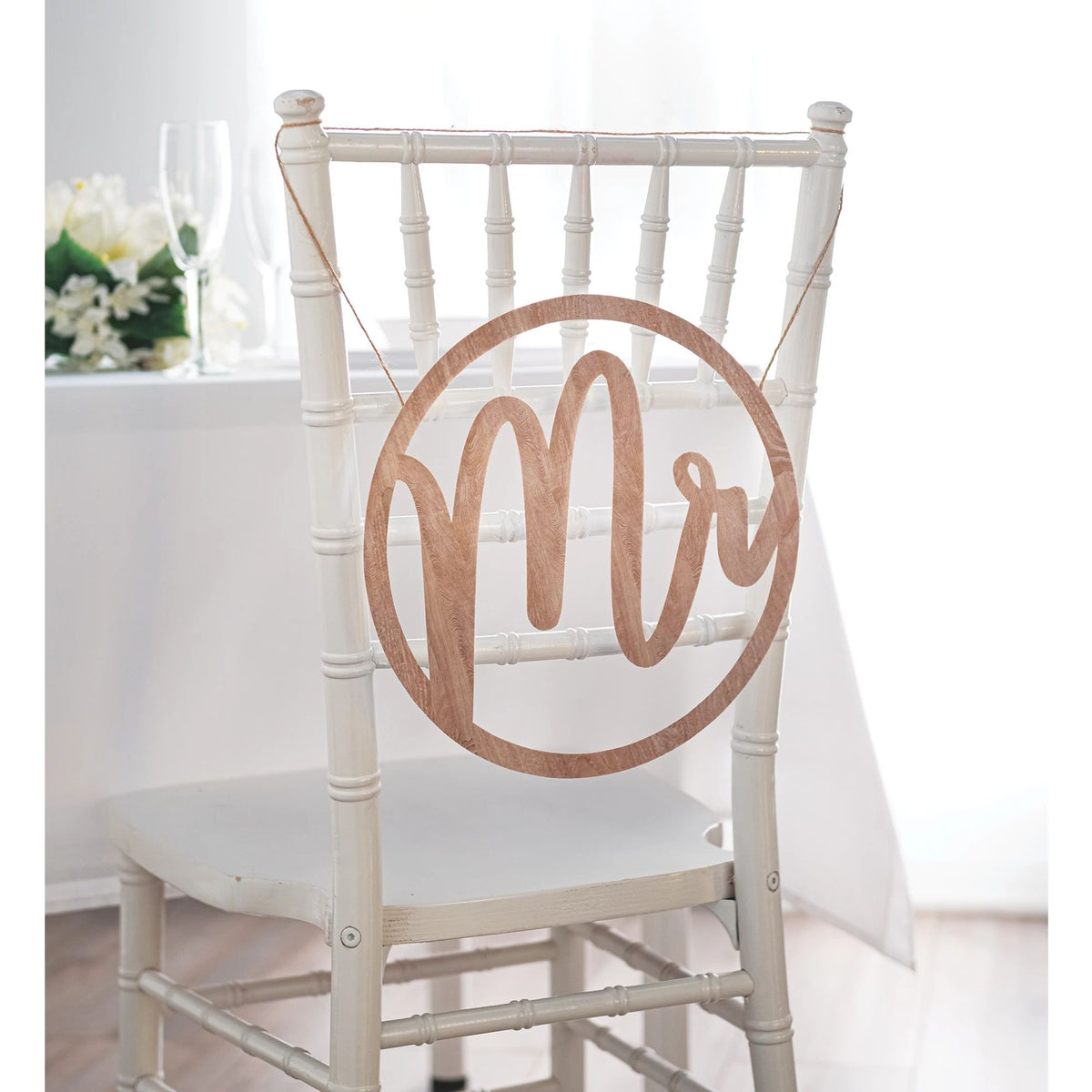 "Mr." Chair Sign with Ribbon - Elegant Wedding Decoration
