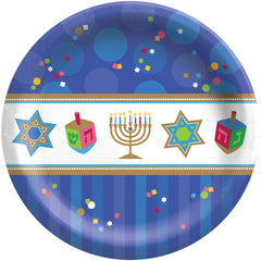 Festive Hanukkah Celebration Paper Plates - 6.75"
