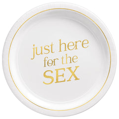 Gender Reveal Paper Plates - "Just Here for the Sex" 9-Inch