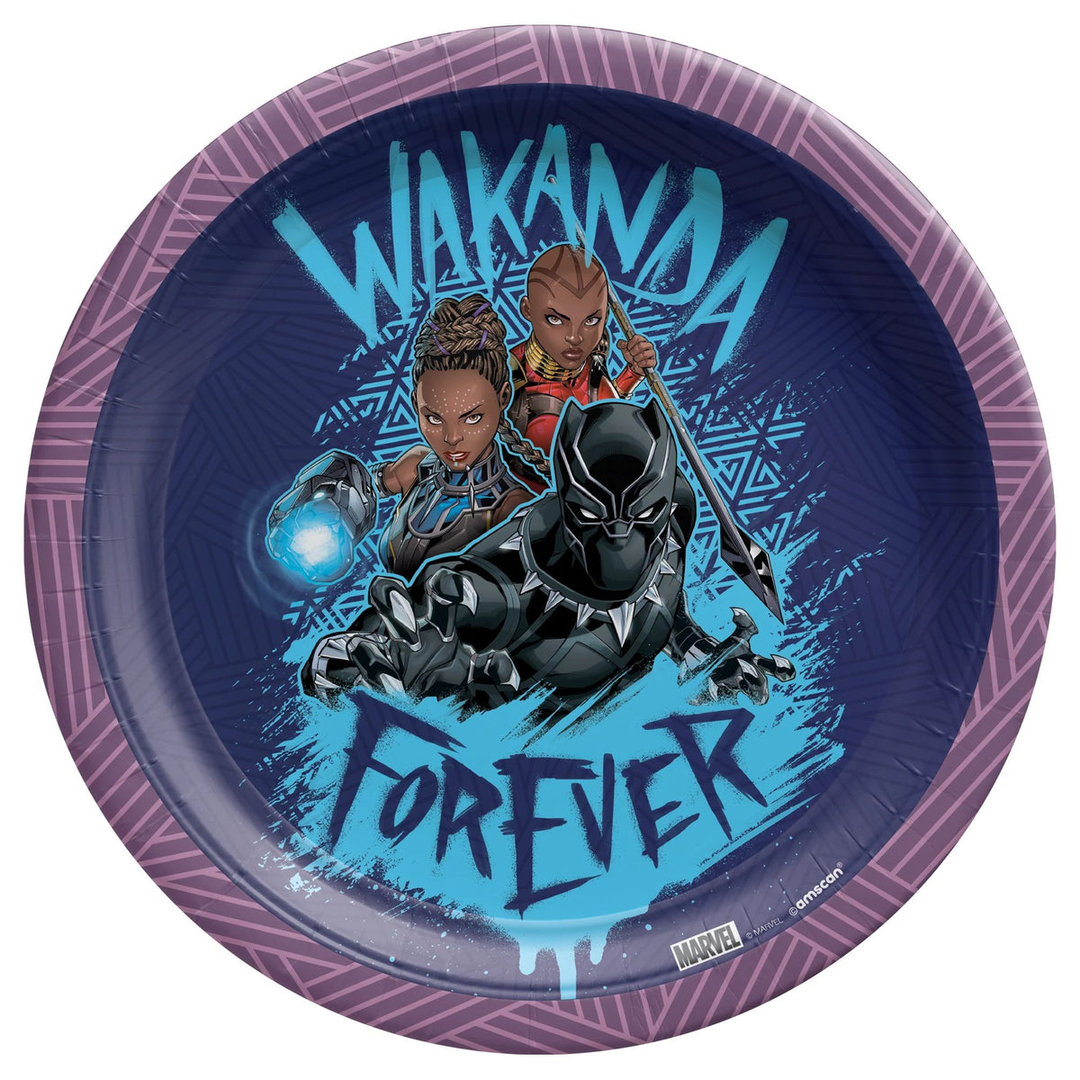 Marvel Black Panther "Wakanda Forever" 7-Inch Round Paper Plates - 8 Pack