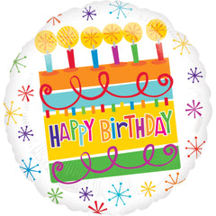 Vibrant Birthday Cake Foil Balloon - 18-Inch