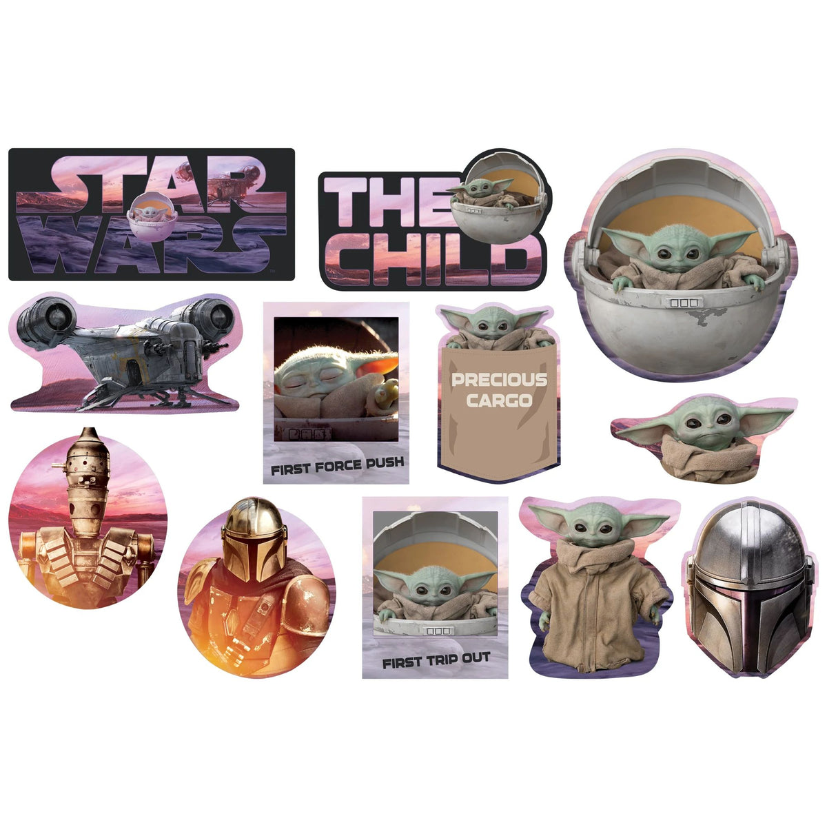 The Mandalorian "Precious Cargo" Cutout Decorations for Kids' Birthday Parties
