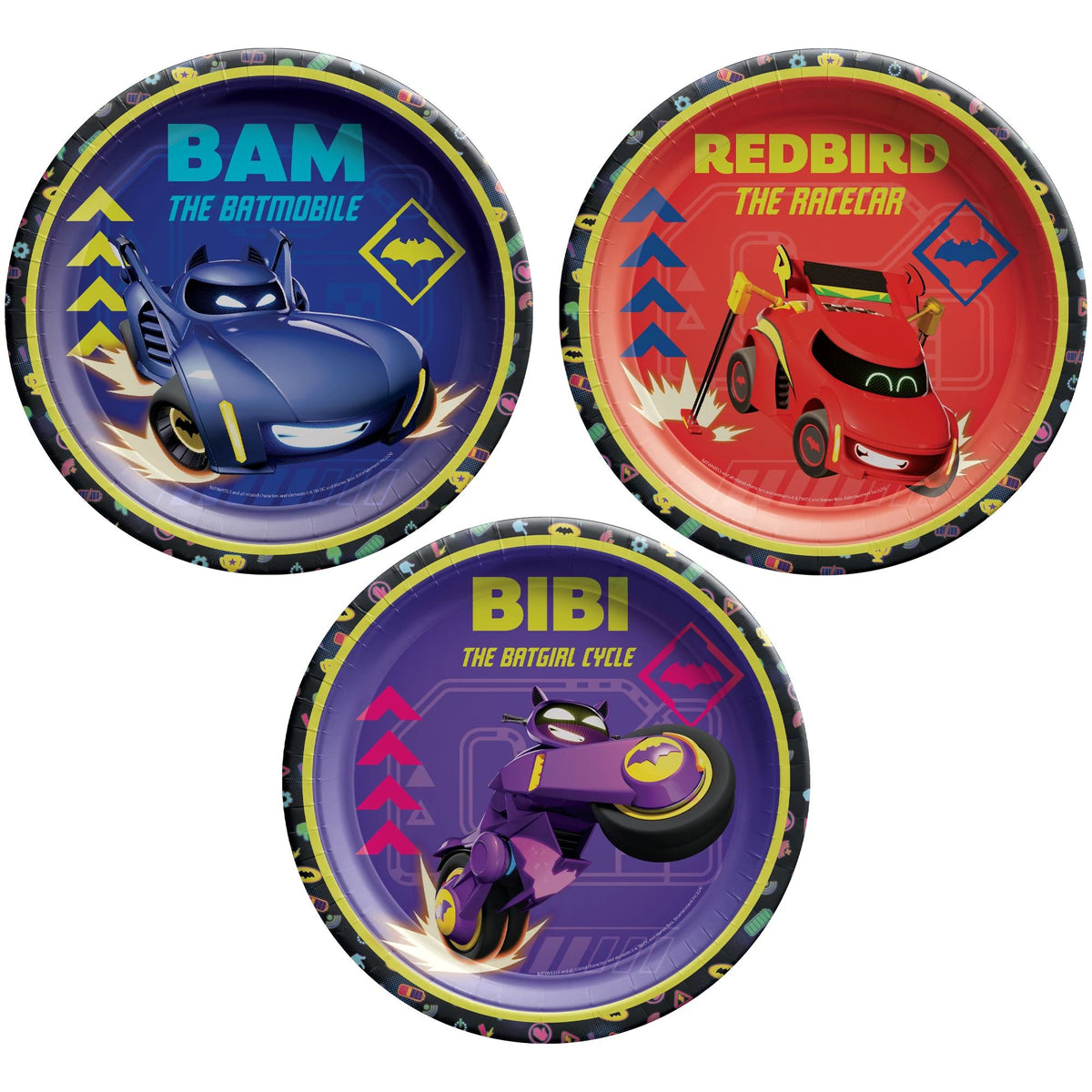 Warner Bros Batwheels 7" Round Paper Plates - Set of 3