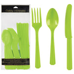 Kiwi Green Assorted Plastic Cutlery Set - 7.5 in. - 24 Pack
