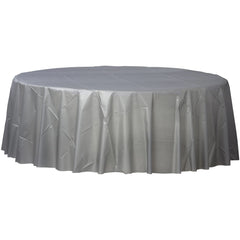 Elegant Silver Flannel Backed Round Table Cover - 84"