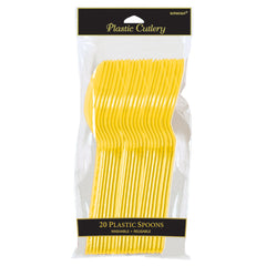 Yellow Sunshine Plastic Spoons - 20 Pack