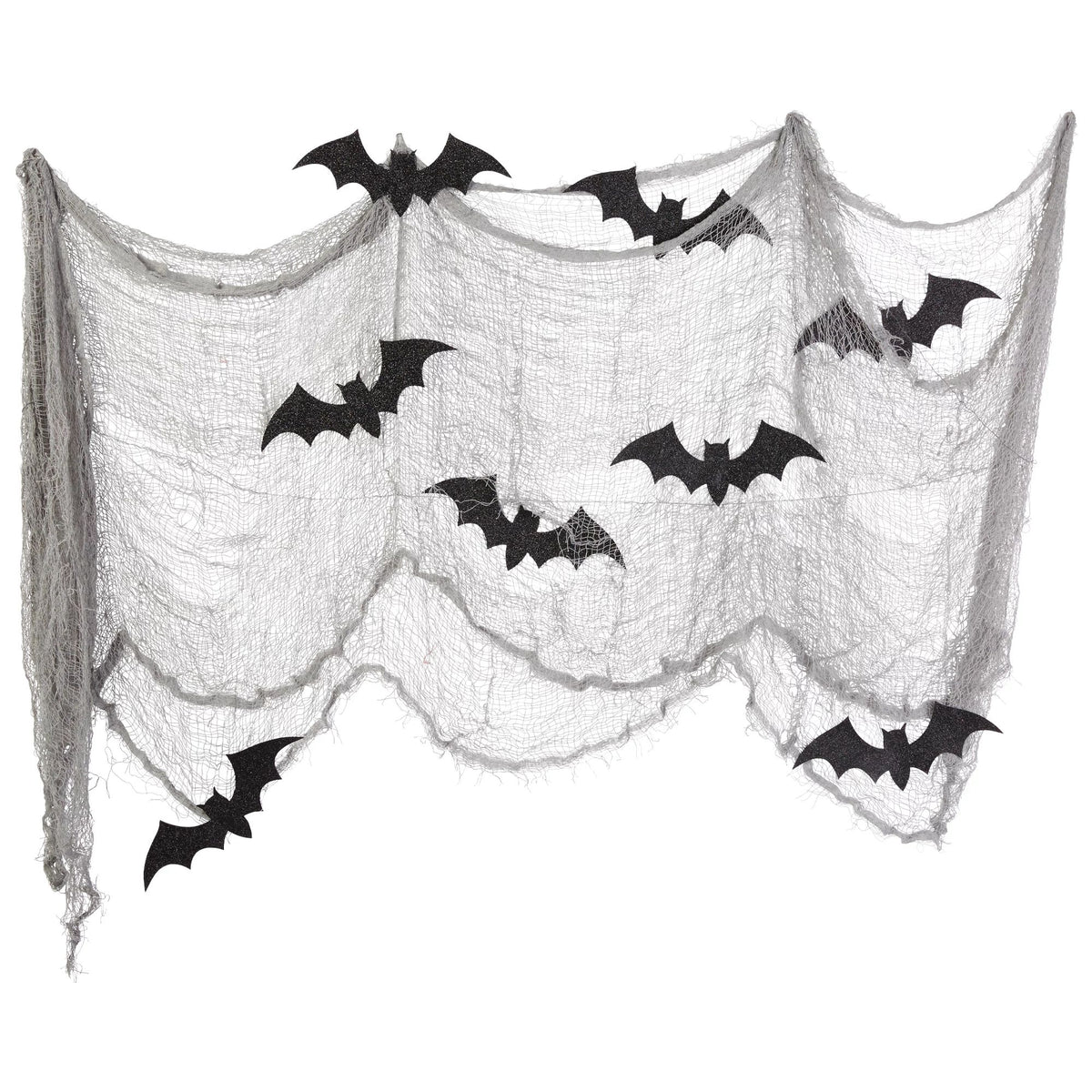 Halloween Bat Gauze Garland with Glitter Cutouts - 15 ft