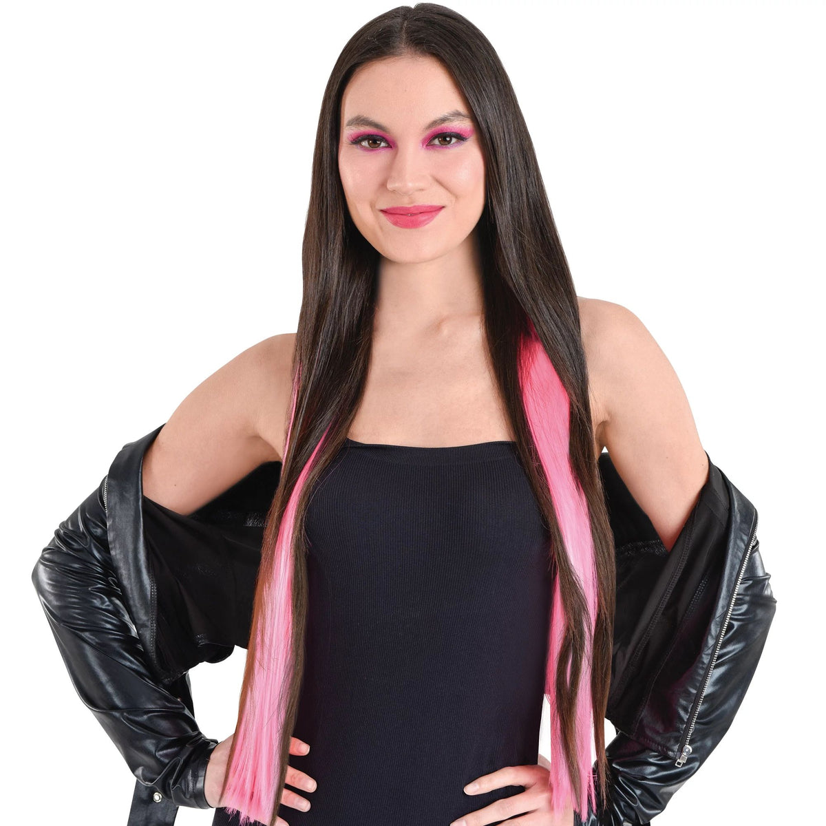 Neon Pink Under Color Hair Extensions
