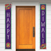 "Happy Diwali" Hanging Door Flags - 8 ft, 2-Pack