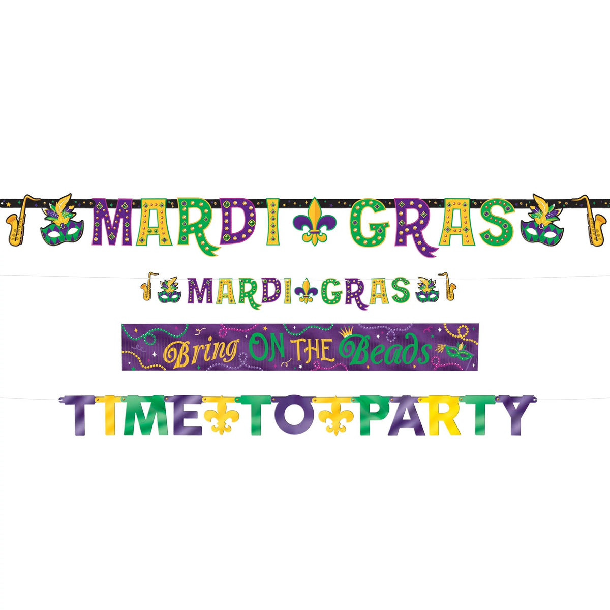 Colorful Mardi Gras Letter Banner Set