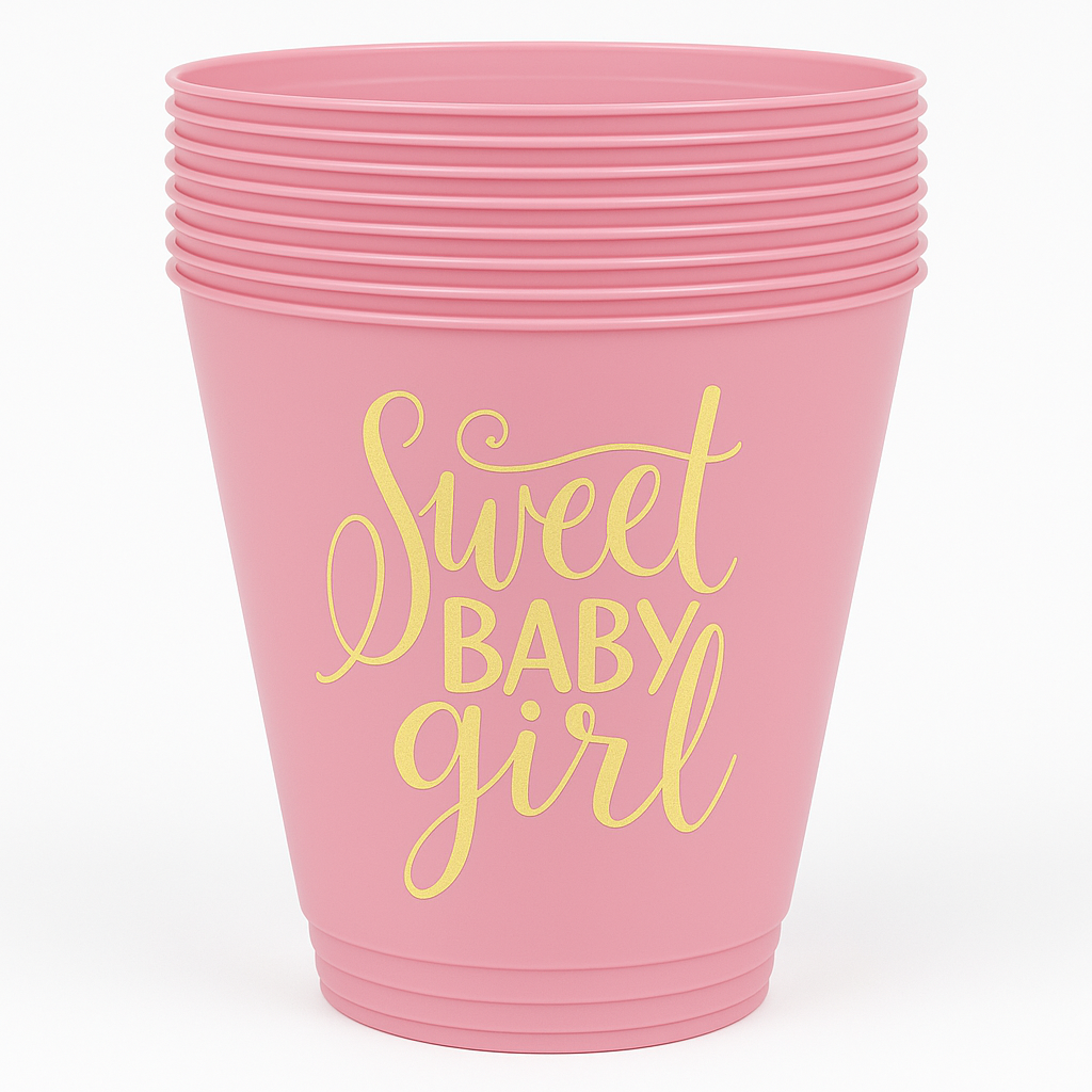 Sweet Baby Girl Floral Tumbler Cups, 9 oz, Pack of 30