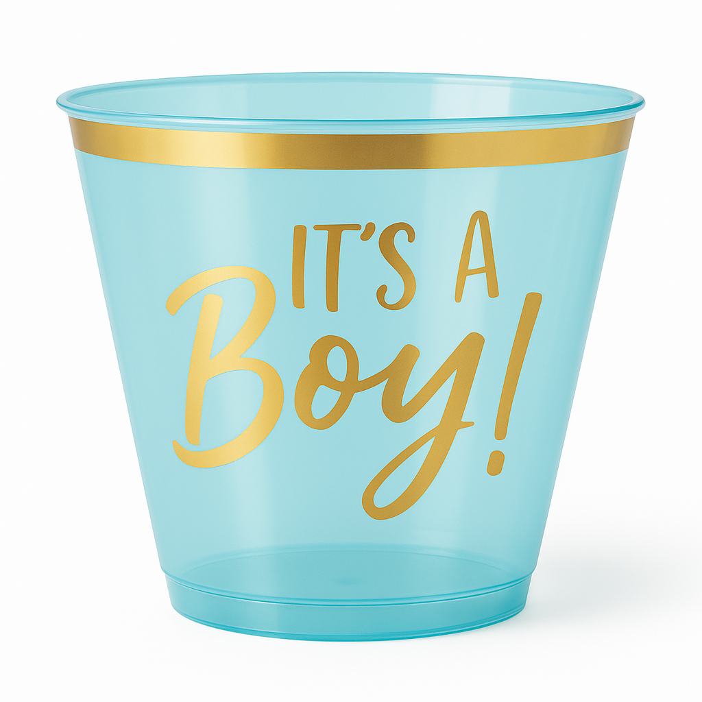 "It's a Boy!" Blue & Gold Baby Shower Cups, 9 oz, 30-Pack