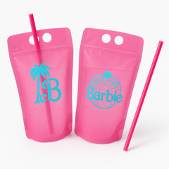 Barbie Dream Party Reusable Drink Pouches, Pink, 8-Pack