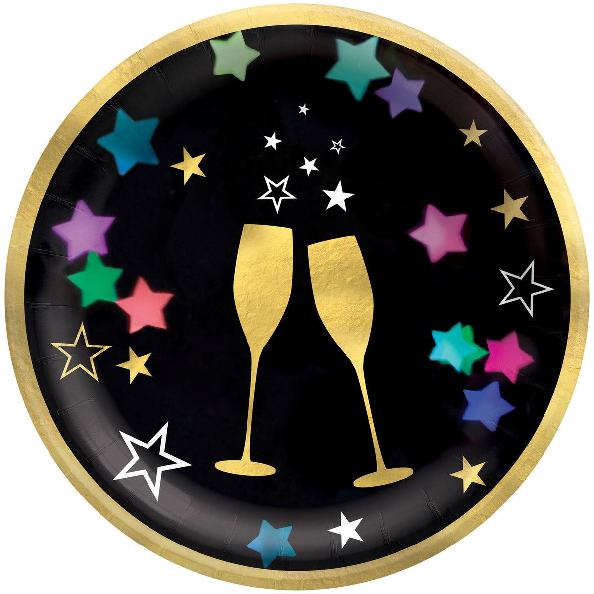Starlight New Year's Eve Round Paper Plates, 6.75-Inch, 20-Pack