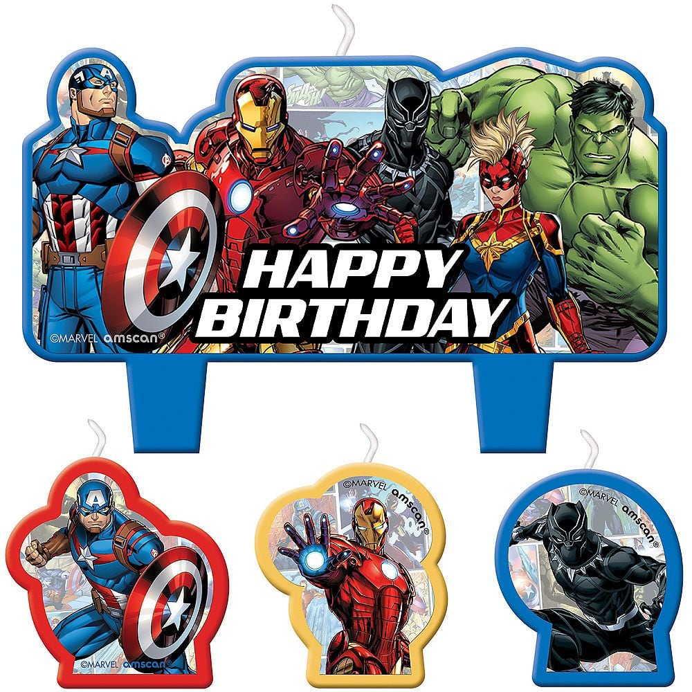 Marvel Avengers "Happy Birthday" Candle Set - 4 Pack