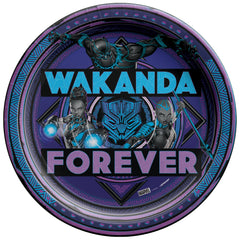 Marvel Black Panther "Wakanda Forever" 9" Round Paper Plates - 8 Pack