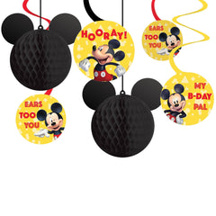 Mickey Mouse Honeycomb & Swirl Hanging Decorations - 12 Pack