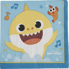 Baby Shark Lunch Napkins - 16 Pack, 2-Ply for Kids' Birthday Parties
