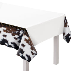 Western-Themed Reusable Plastic Table Cover, 54x102 Inch