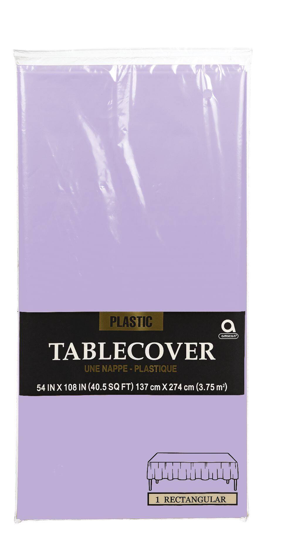 Lavender Plastic Table Cover, 54x108-Inch