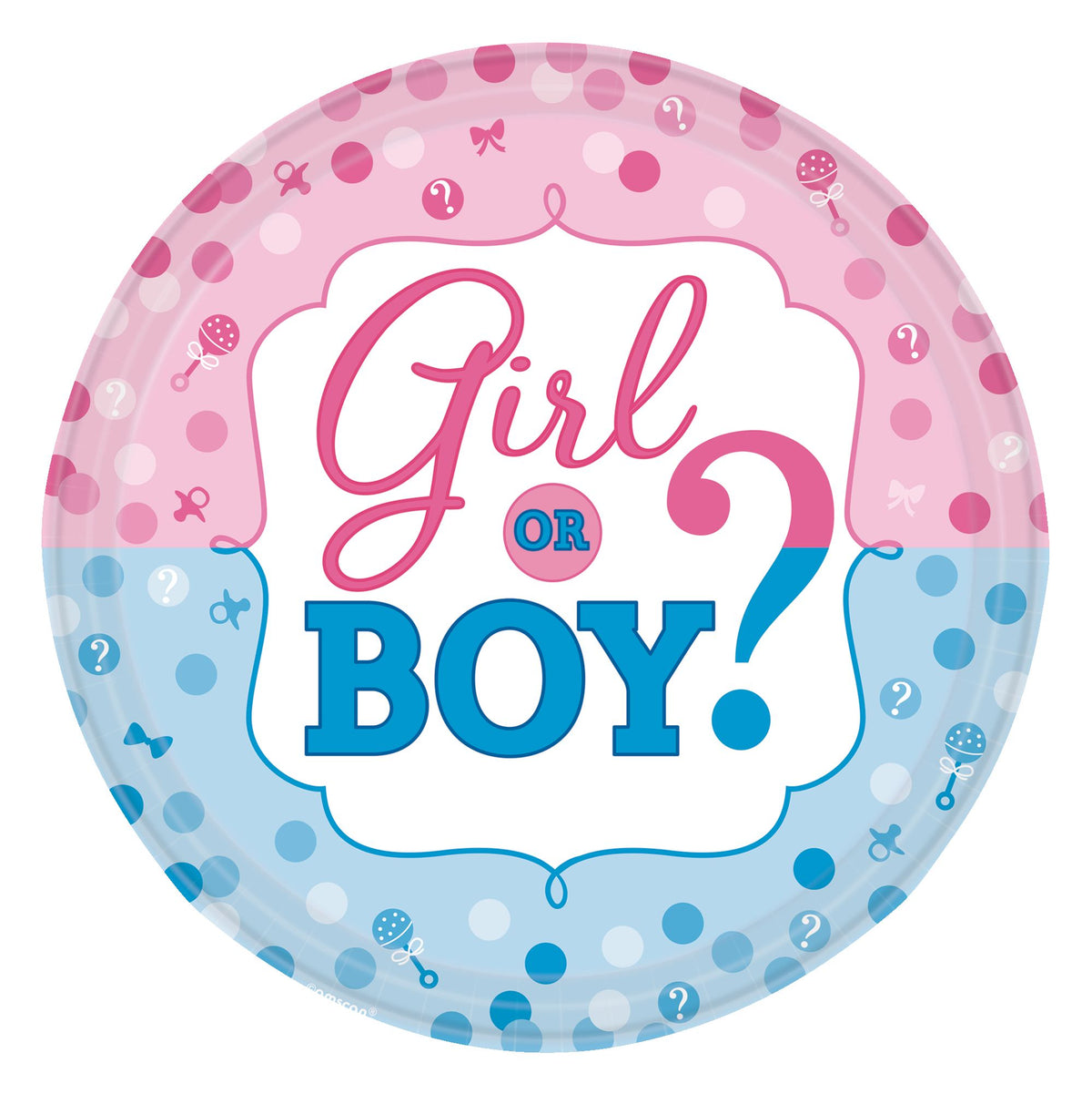 "Girl or Boy?" 10.5" Gender Reveal Paper Plates - 8 Pack