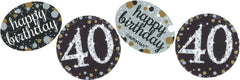 Sparkling 40th Birthday Celebration Confetti Set - Black, Gold, Silver