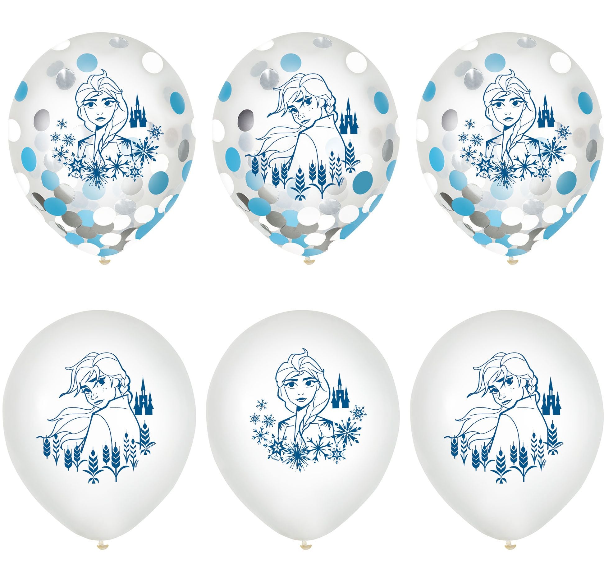 Disney Frozen 2 Confetti Latex Balloons, 12-Inch, 6-Pack