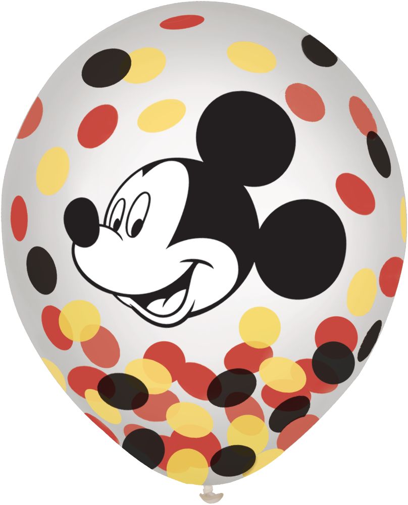 Mickey Mouse Confetti Latex Balloons - 12" 6-Pack