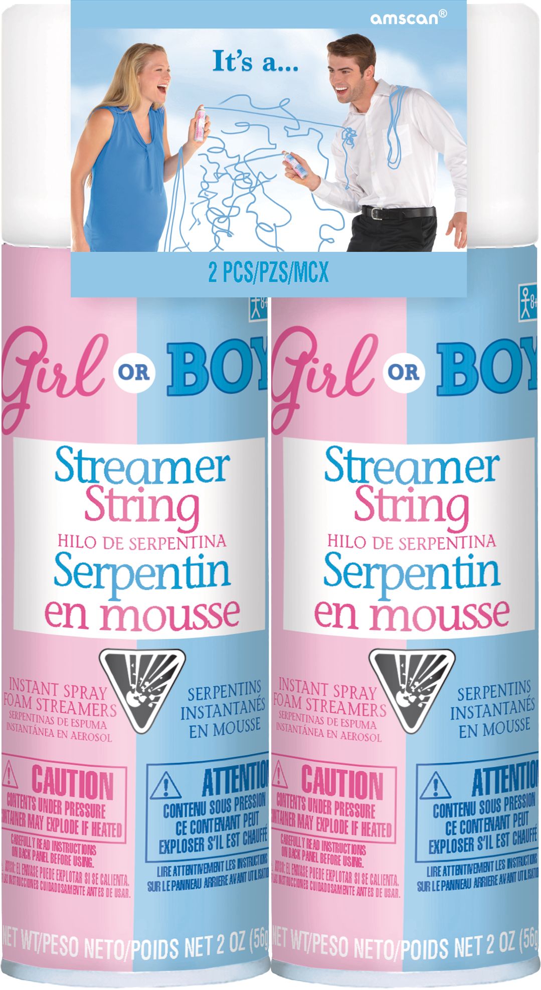Boy Gender Reveal Streamer String - 2 Pack