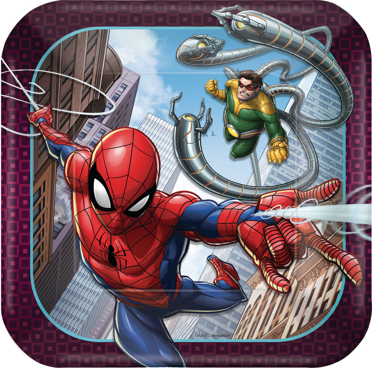 Spider-Man Webbed Wonder 7-Inch Square Dessert Plates, 8-Pack