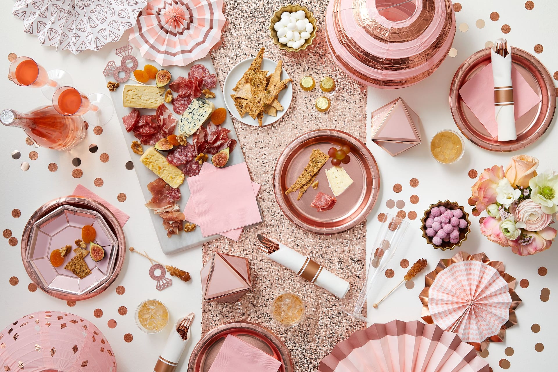 Blush Rose Gold Parasol Fan Decorations - 4 Pack