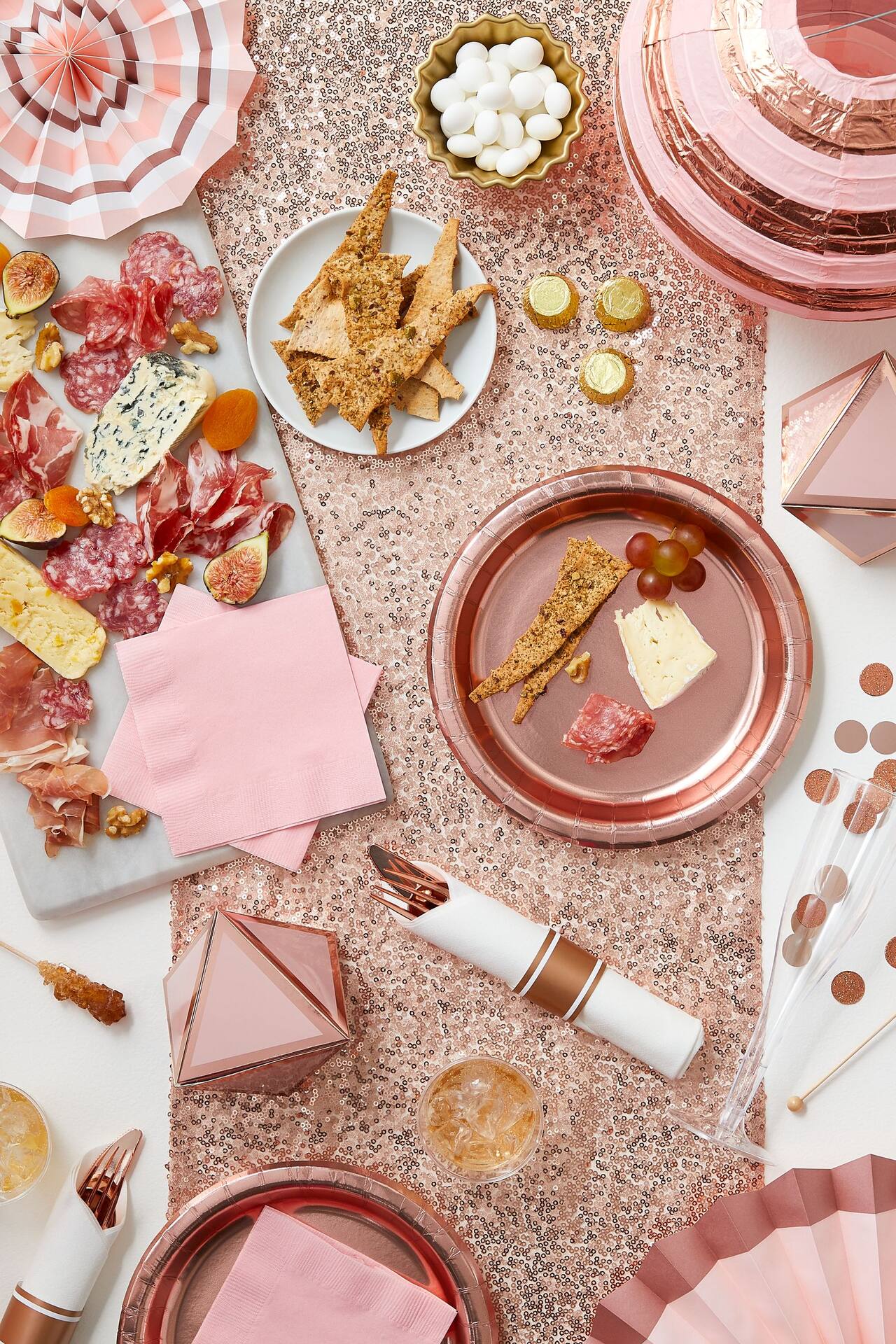 Blush Rose Gold Parasol Fan Decorations - 4 Pack