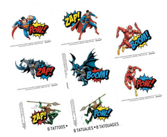 Justice League Heroes Unite Temporary Tattoos - 8 Pack